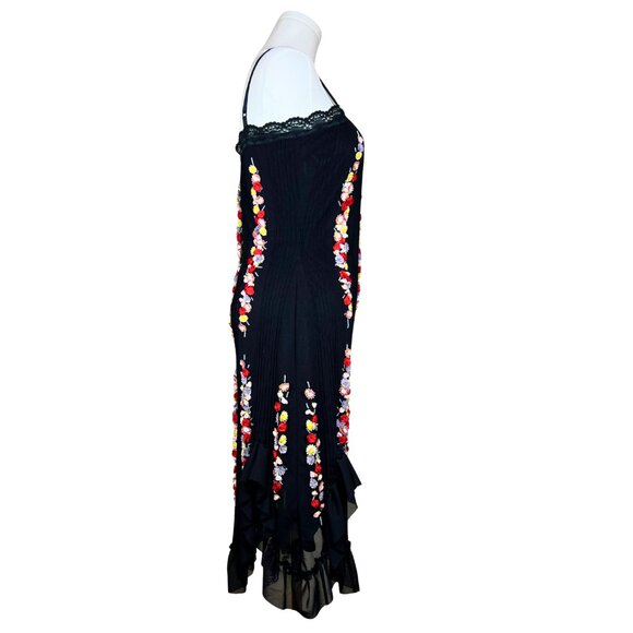Vintage Sue Wong Black Dress with Colourful Floral Embroidery and beading - Picture 3 of 8